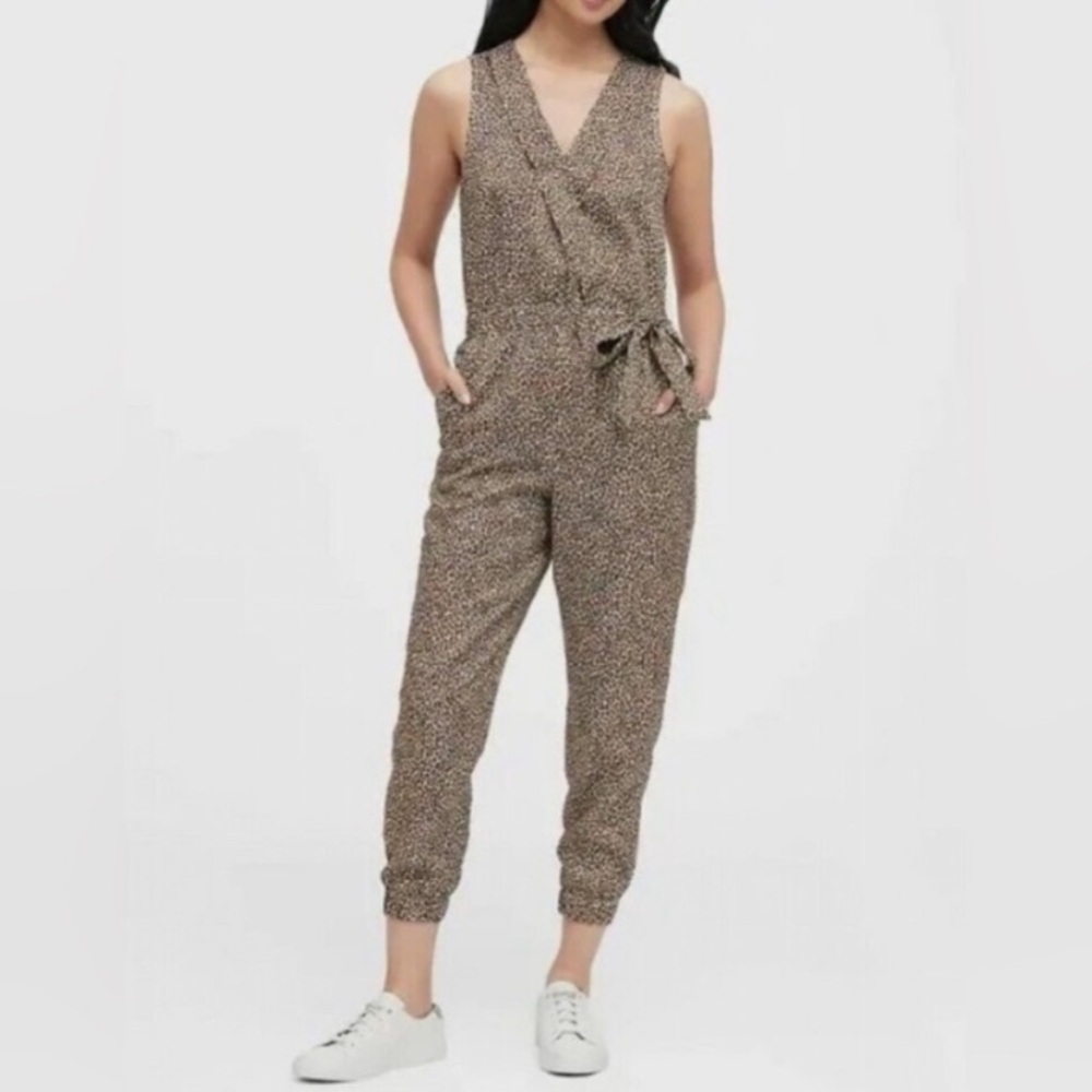 Banana Republic Leopard Print Ankle Jumpsuit Sleeveless